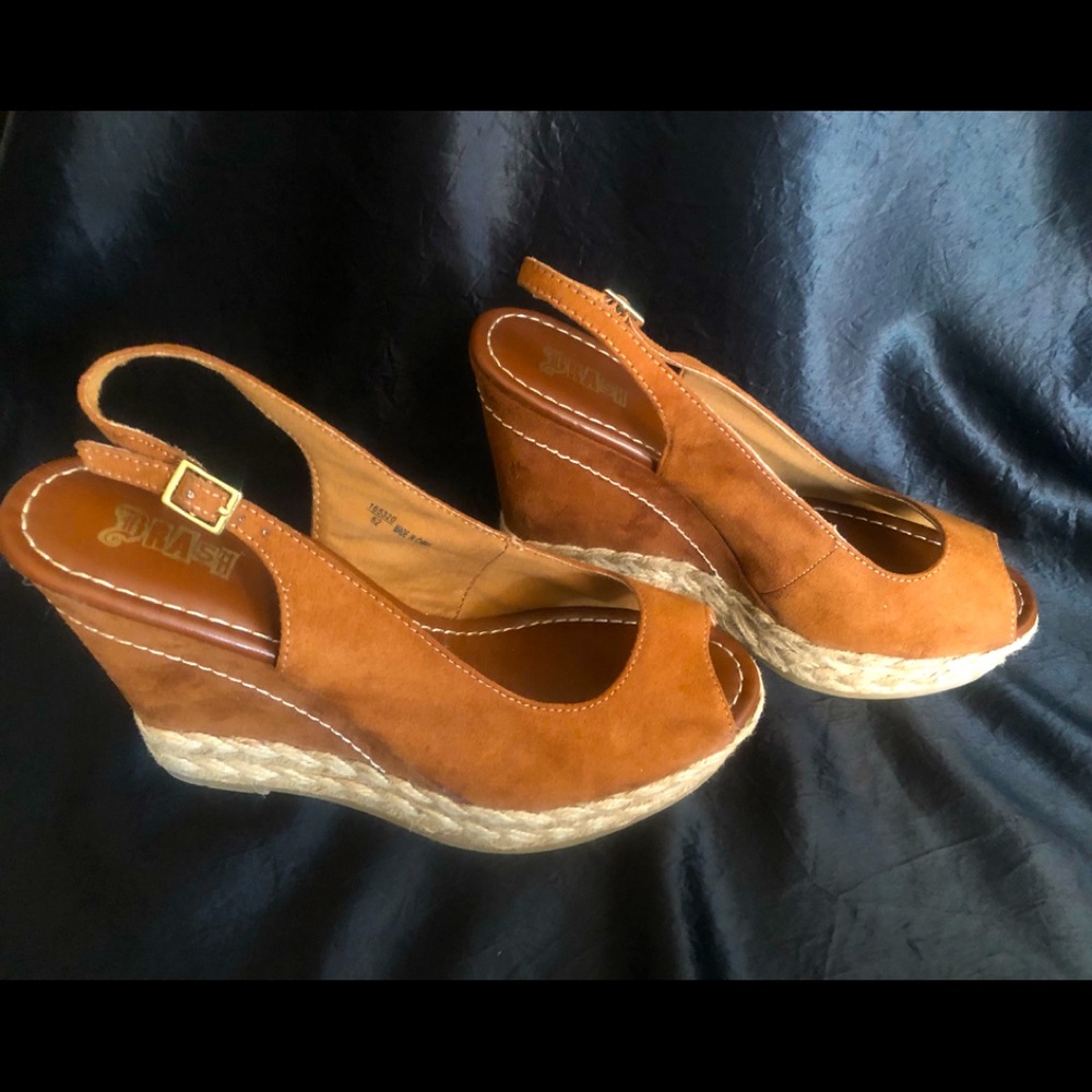 Cognac Wedge Espadrille Sandals by Brash